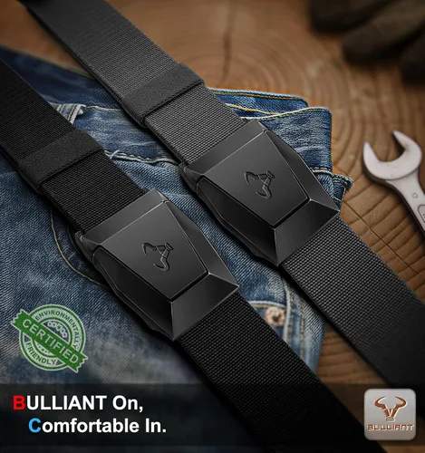 Miniatura 2 de BULLIANT Cinturón para hombre, paquete de 2 unidades, correa elástica de nailon para regalo, para hombre, trabajo, deportes, caza, senderismo