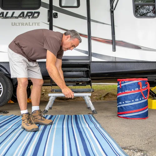 Miniatura 8 de Camco Canasto desplegable para campamento con forro y tapa con cierre de cremallera para almacenamiento en RV, cestas de lavandería y organización