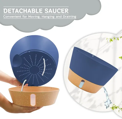 Miniatura 6 de ZMTECH Macetas colgantes de 12 pulgadas para interior, maceta colgante grande con nivel de agua visible y cadena, maceta colgante de flores