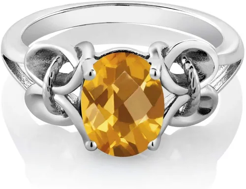 Miniatura 95 de Gem Stone King Anillo de compromiso ovalado con piedra natal para mujer, plata de ley 925, ovalado de 0.354 x 0.276 in, anillo de compromiso
