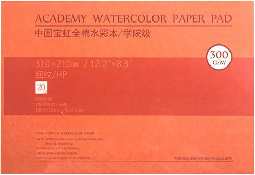 MEEDEN Bloque de papel de acuarela de algodón de 8.3 x 12 pulgadas, papel de acuarela de superficie lisa, prensa caliente, 140 libras/300 gsm, 20