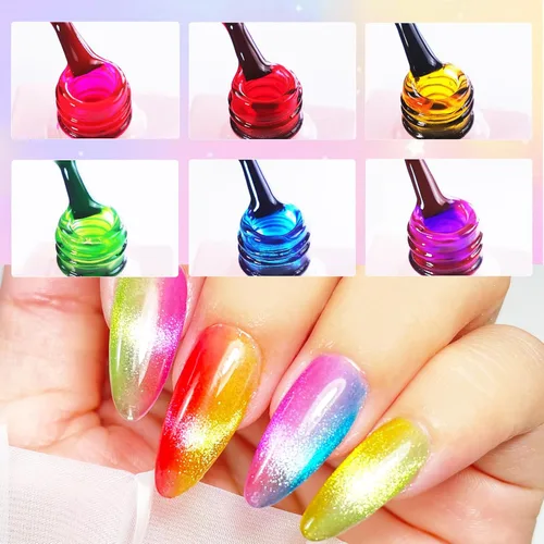 Miniatura 3 de VARNAIL Rainbow Candy Jelly - Kit de esmalte de uñas de gel de 6 colores y capa base de regalo, kit de esmalte de gel transparente arcoíris