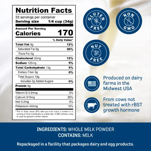 Miniatura 2 de Judee's Gluten Free Leche entera en polvo – Leche en polvo versátil para hornear – Mezcla seca estable para almacenamiento a largo plazo – 40 onzas