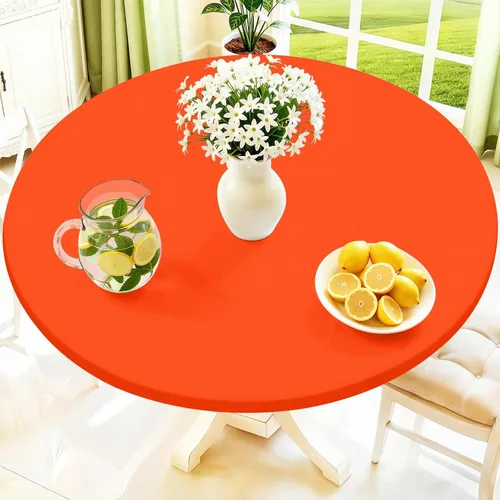 Miniatura 28 de Moosfor Mantel redondo de elastano, elástico ajustable impermeable para mesas de 18 a 24 pulgadas, mantel de picnic elástico lavable para Azul