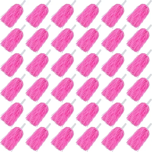 Miniatura 13 de HAVAGDTM 36PCS Cheerleading Pom Poms Metallic Foil Plastic Pom Poms with Baton Handle for Game Sports Squads Dancing Party Football Basketball Club