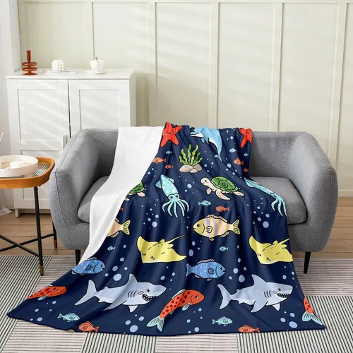 Miniatura 20 de Erosebridal Hammerhead Shark Flannel Blanket 40x50 Marine Life Fuzzy Plush Throw for Sofa Couch Hammerhead Shark Lover Gifts Ocean Sealife Fleece