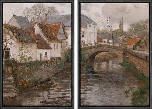 Miniatura 110 de MUDECOR Lienzo enmarcado para pared, bosque brumoso, reflejos, paisaje tranquilo, ilustraciones modernas, arte decorativo, bohemio, tranquilo/zen