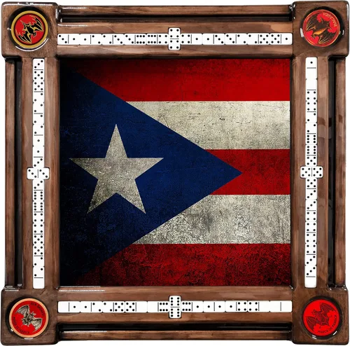 Mesa de dominó vintage con bandera de relaciones públicas con portavasos Bacardi vintage por Domino Tables by Art