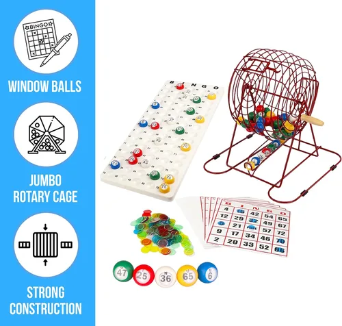 Miniatura 3 de Regal Bingo - Juego de Bingo Profesional con Jaula de Rueda de 11 Pulgadas, 75 Bolas de Bingo, Tablero Maestro, 18 Tarjetas de Bingo y 25 Tarjetas