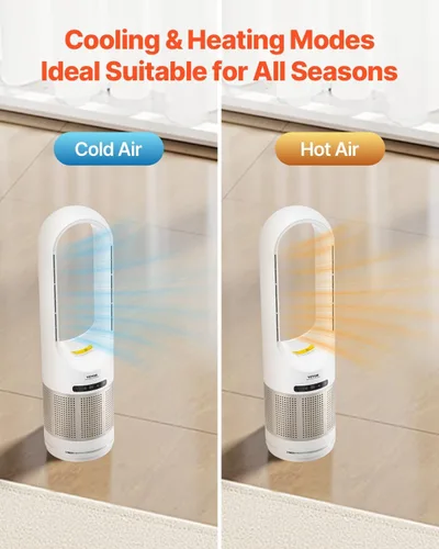 Miniatura 3 de VEVOR Bladeless Tower Fan, High-Velocity Floor Fan, 80° Oscillating with 8 Speeds, Timer, Remote Control for Bedroom, Office, Home