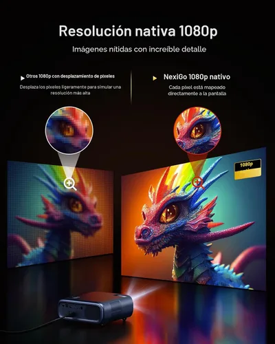 Miniatura 3 de NexiGo Proyector para exteriores PJ40, compatible con Netflix/YouTube/Prime Video, 800 lúmenes ANSI, mejora de imagen AI, proyector de video nativo