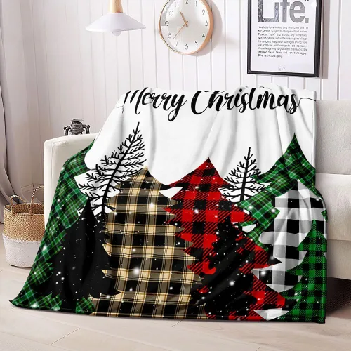 Miniatura 4 de LUVIVIHOME Manta de Navidad, árbol de Navidad, invierno, vacaciones, lana de franela suave y ligera para sofá, 30 x 40 pulgadas (bebé), marrón