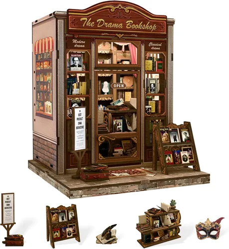 Miniatura 19 de CUTEBEE Kit de Rincón del Libro, Kits de Casa en Miniatura DIY para Adultos y Adolescentes, Casa de Muñecas Rincón del Libro, Estantería