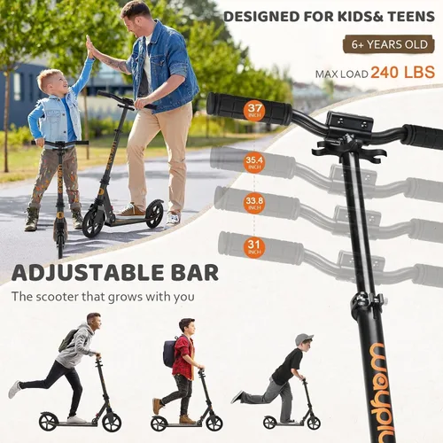 Miniatura 2 de WAYPLUS KS1 Kick Scooter para mayores de 6 años, niños, adolescentes y adultos. Carga máxima de 240 libras. Plegable, ligero, ruedas grandes de 8