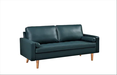 Miniatura 29 de Container Furniture - Sofá de piel sintética para la sala de estar moderna con cojines extraíbles y patas de madera maciza, sofá estilo lujoso
