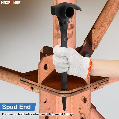 Miniatura 7 de MAXPOWER Llave de trinquete de andamio de 3/4 x 7/8 pulgadas, llave Spud Podger, funciones multifuncionales con barra de palanca de garra y cara