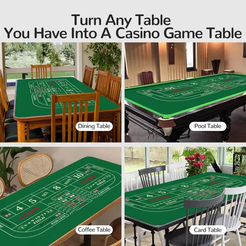 Miniatura 2 de Alfombra de mesa para dados de casino impermeable mejorada de 1,78 m x 0,89 m con bolsa de transporte, cubierta antideslizante de goma para juego