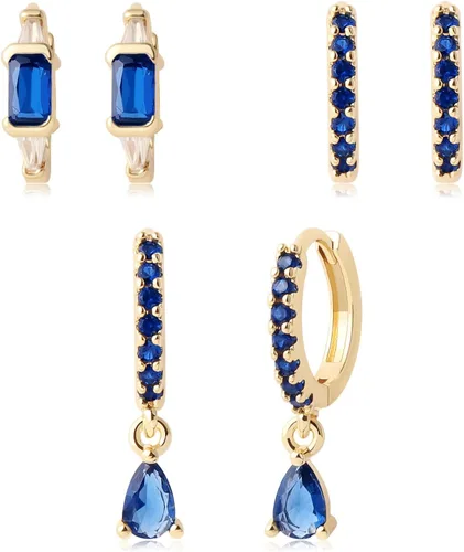 Miniatura 6 de Juego de aretes de aro chapados en oro real de 14 quilates, hipoalergénicos, gruesos y gruesos, joyería gruesa para múltiples piercings, regalo