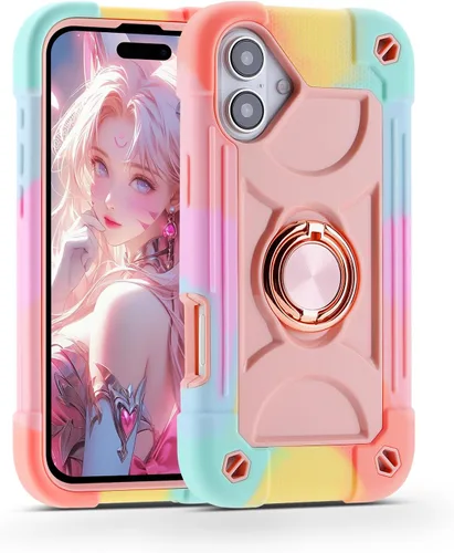 Miniatura 79 de MARKILL Funda compatible con iPhone 15 de 6.1 pulgadas con soporte integrado, [grado militar resistente de cuerpo completo] protección contra Rosa