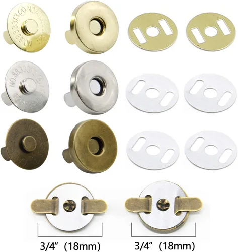 Miniatura 2 de MYUBWTF Juego de 20 broches magnéticos con cierre de botón, cierre magnético de 3/4 pulgadas, kit de reemplazo de botón magnético para costura, Plata