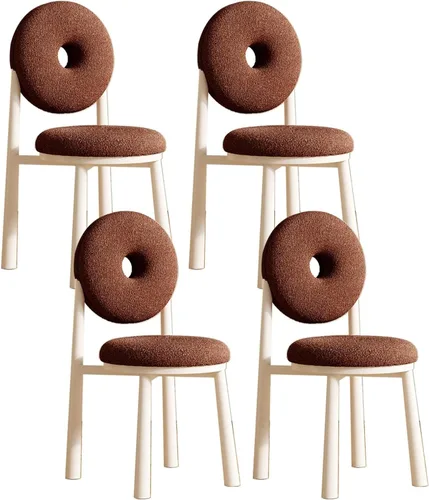 Miniatura 41 de Donut Dining Chairs,Makeup Chair,Kitchen Room Chairs Nordic Back, Dining Room with Metal Legs,Living Room Chair for Home Bedroom Cream Wind Brownish