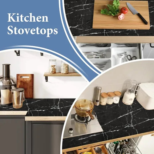 Miniatura 6 de Lámina para revestir estantes y cajones de cocina y baño, impermeable, antideslizante, sin adhesivo, fácil de limpiar, incluye cuchillo y cinta