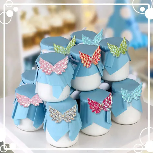 Miniatura 5 de AHANDMAKER 110 parches de alas de ángel con purpurina, 11 colores de 1.38 pulgadas, mini alas de ángel en relieve para Pascua, carnaval, costura