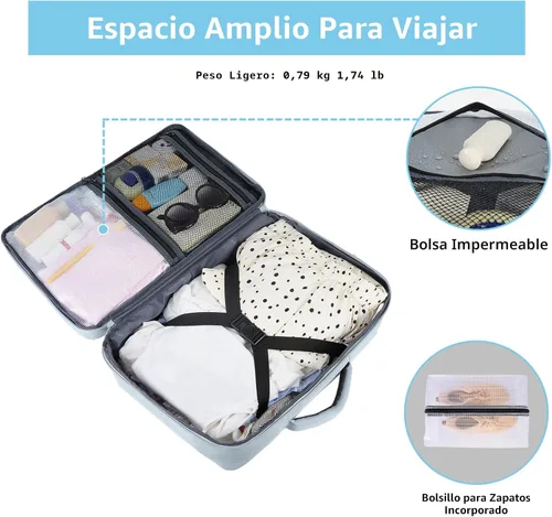 Miniatura 4 de Taygeer Mochila de Equipaje de Mano, Mochila de Viaje de 35 Litros para Mujeres Aprobada por Aerolíneas, Bonita Bolsa de Viaje para Artículos Azul