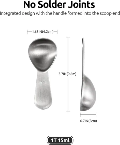 Miniatura 2 de Cuchara medidora de café de acero inoxidable 18/8: U-Taste 1 cucharada de metal, cuchara medidora de mango corto para café molido, granos, espresso