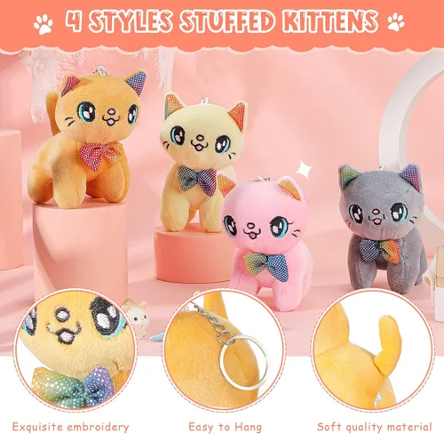 Miniatura 4 de Chalyna 12 Piezas Lindo Juguete de Animal de Peluche de 4 Pulgadas Mini Peluche Sirena Tigre Tortuga Cachorro Cerdo Alpaca Gato Adornos Muñeca