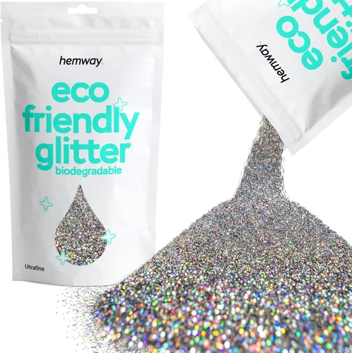 Miniatura 53 de Purpurina biodegradable, holográfica plateada, 3.5 onzas, respetuosa con el medio ambiente, extra gruesa, bioecológica, vegana para festivales
