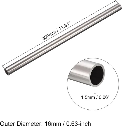 Miniatura 27 de uxcell Tubo de acero inoxidable 304, diámetro exterior de 34 mm x 1,5 mm de espesor de pared, 300 mm de longitud de tubería metálica para maquinaria
