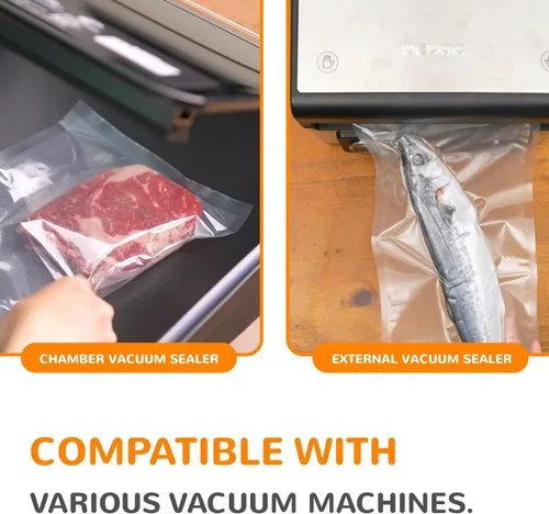 Miniatura 5 de Wevac Rollo de sellado al vacío de alimentos de 8 pulgadas x 150 pies con cortador, bolsas selladoras al vacío ideales para conservar alimentos, sin