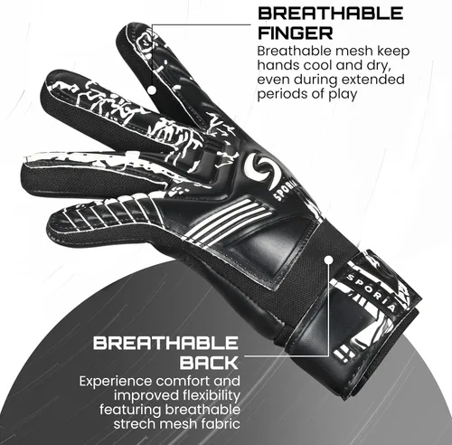 Miniatura 4 de SPORIA Guantes de portero para jóvenes con doble protección para la muñeca, guantes de fútbol para niños, material de látex antideslizante, guantes