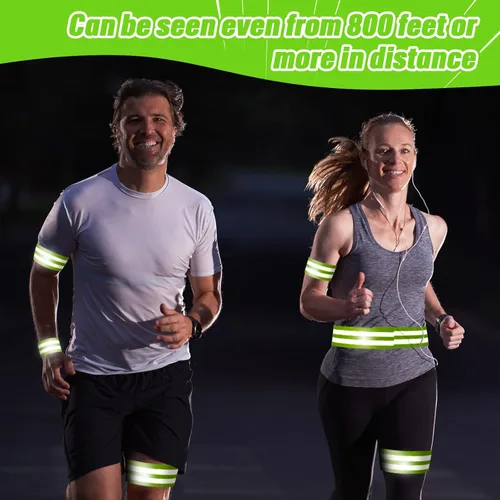Miniatura 6 de 150 bandas reflectantes para el brazo para caminar por la noche, banda de tobillo reflectante para corredores, muñequera reflectante, ciclismo