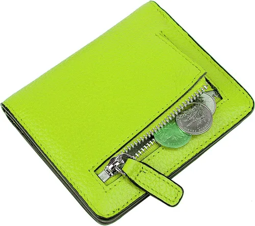 Miniatura 6 de BIG SALE-AINIMOER billetera de bolsillo pequeña con cremallera, plegable, compacta de cuero con bloqueo por identificación por radiofrecuencia