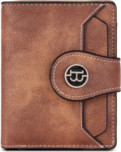 Miniatura 26 de BOSTANTEN Cartera de piel para mujer, con bloqueo RFID, pequeña, plegable, con bolsillo con cremallera, tarjetero, con ventana de identificación