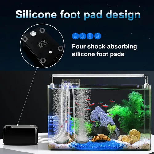 Miniatura 7 de Bomba de aire ultrasilenciosa para acuario, aireador de tanque de peces ajustable con bomba de doble salida, bomba de oxígeno de 8 W, 8 L/min