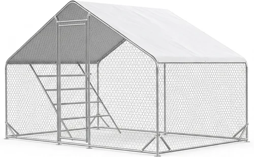 Miniatura 13 de Gallinero grande de metal para gallinero, corral para 40 pollos, jaula de aves de corral con cubierta impermeable para conejos, pato, corren