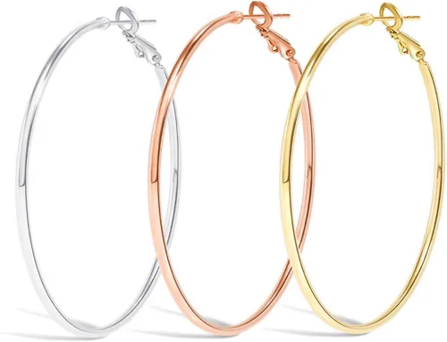 Cocadant Big Gold Hoop Earrings for Women Girls,Dainty 14k Gold Hypoallergenic Rose Gold Silver Hoop Earrings with 925 Sterling Silver