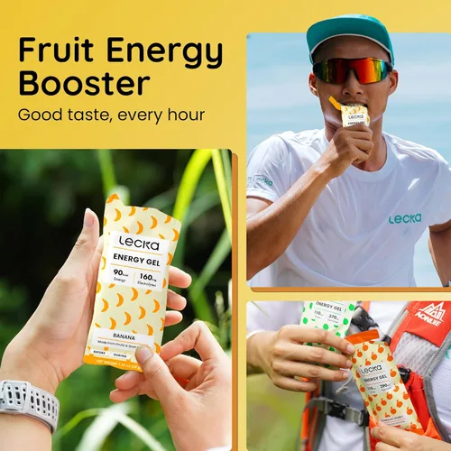 Miniatura 8 de Lecka Gel energético, 12 geles para ejercicio de resistencia, fabricado con frutas reales y semillas de albahaca, proporciona energía natural