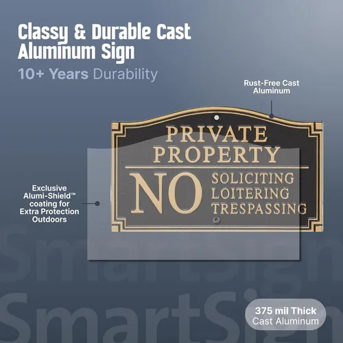Miniatura 2 de SmartSign Letrero de Propiedad Privada para Patio, Placa de Jardín Sin Solicitar Merodear Traspasar Placa de Aluminio de 5.75" x 9.5" con Estaca