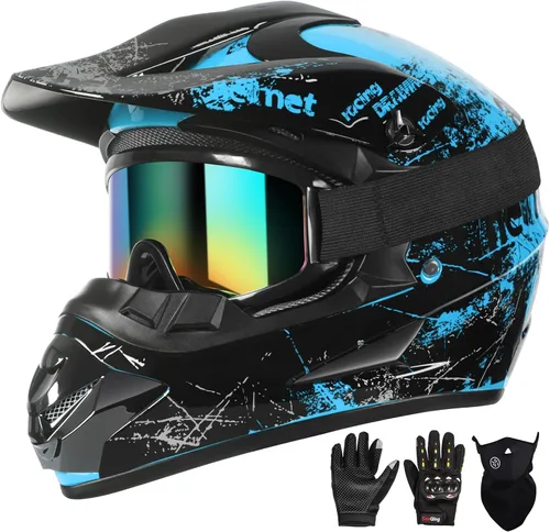 SPARK - Cascos para bicicleta de montaña para niños, cascos de motocicleta para jóvenes, ATV, motocross, de cara completa, para hombres y mujeres,