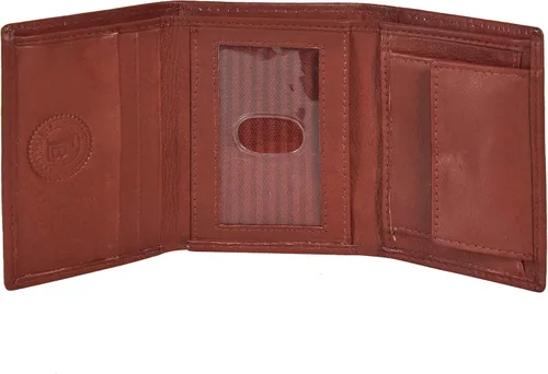LB LEATHERBOSS Billetera compacta delgada y compacta con bolsillo para monedas y identificación para niños, Borgoña, Billetera triple