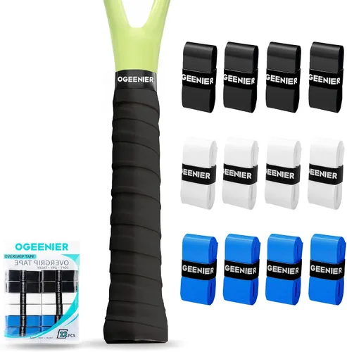 Miniatura 11 de OGEENIER Tennis Racket Grip Tape, 3, 6, 12 Pack Tennis Overgrip Tape, Absorbent and Anti-Slip, Precut Soft Racquet Wrap Grips Tape for Pickleball