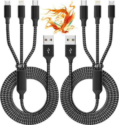 Miniatura 12 de Cable de Carga 4 en 1 de Carga Rápida de 65W, Cable USB C 4 en 1 Cable de Carga Múltiple USB con Chip E-Mark, Cable Cargador Múltiple para iPhone