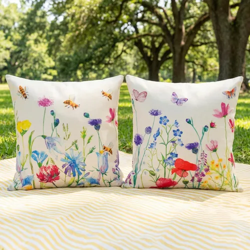 Miniatura 12 de Blue Hydrangea Floral Decor Outdoor Lumbar Pillow Covers Waterproof 12x20 Inch Set of 2, Summer Hydrangea Flower Decorative Pillows for Porch Couch