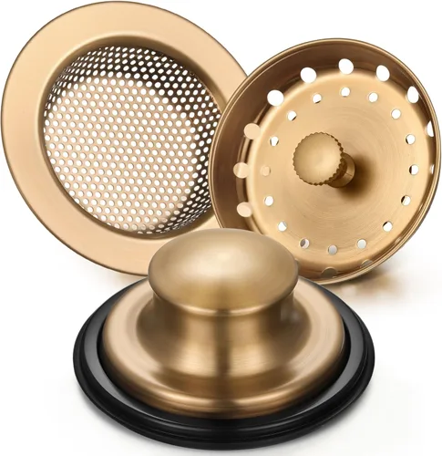 Miniatura 10 de Mudder 3 piezas de colador y tapón de drenaje para fregadero de cocina, tapón de eliminación de basura de acero inoxidable con asa, filtro universal
