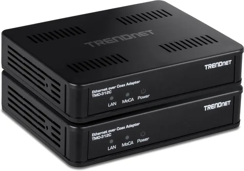 TRENDnet Adaptador Ethernet sobre coaxial MoCa 2.5 (paquete de 2), TMO-312C2K, compatible con MoCA 2.0/1.1/1.0, puerto LAN RJ-45 Gigabit, soporta