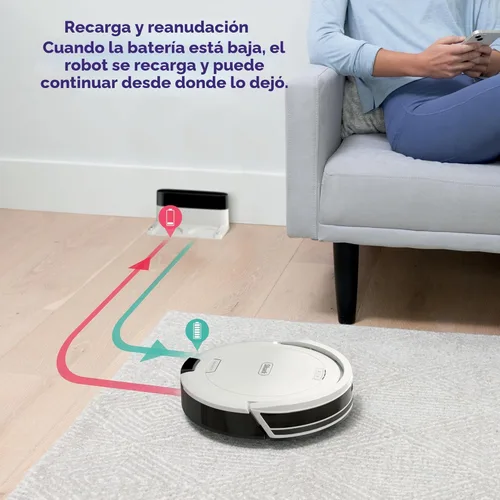 Miniatura 7 de Aspiradora robot Shark Navigator con navegación SmartPath y cepillo autolimpiable, potente succión, para alfombras y suelos duros, blanca, AV2120